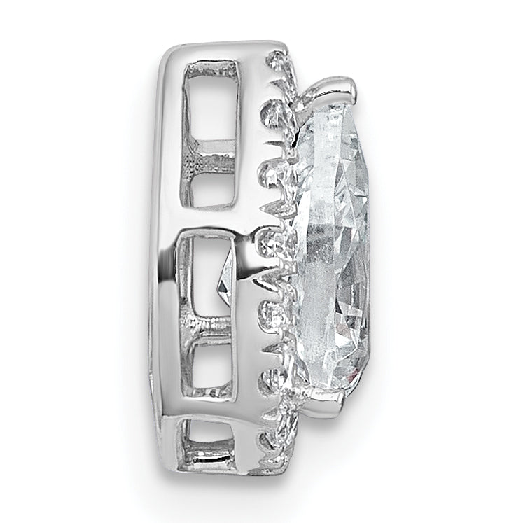 14k White Gold 1 1/5 carat Certified Lab Grown Diamond VS+ F+ Pear Complete Halo Chain Slide Pendant