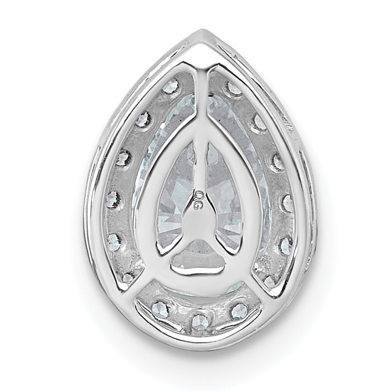 14k White Gold 1 1/5 carat Certified Lab Grown Diamond VS+ F+ Pear Complete Halo Chain Slide Pendant