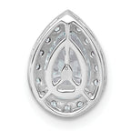 14k White Gold 1 1/5 carat Lab Grown Diamond VS+ F+ Pear Complete Halo Chain Slide Pendant