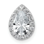 14k White Gold 1 1/5 carat Lab Grown Diamond VS+ F+ Pear Complete Halo Chain Slide Pendant