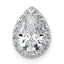 14k White Gold 1 1/5 carat Lab Grown Diamond VS+ F+ Pear Complete Halo Chain Slide Pendant