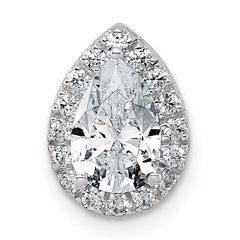14k White Gold 1 1/5 carat Lab Grown Diamond VS+ F+ Pear Complete Halo Chain Slide Pendant