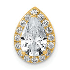 14k 1 1/5 carat Lab Grown Diamond VS+ F+ Pear Complete Halo Chain Slide Pendant