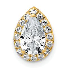 14k 1 1/5 carat Certified Lab Grown Diamond VS+ F+ Pear Complete Halo Chain Slide Pendant