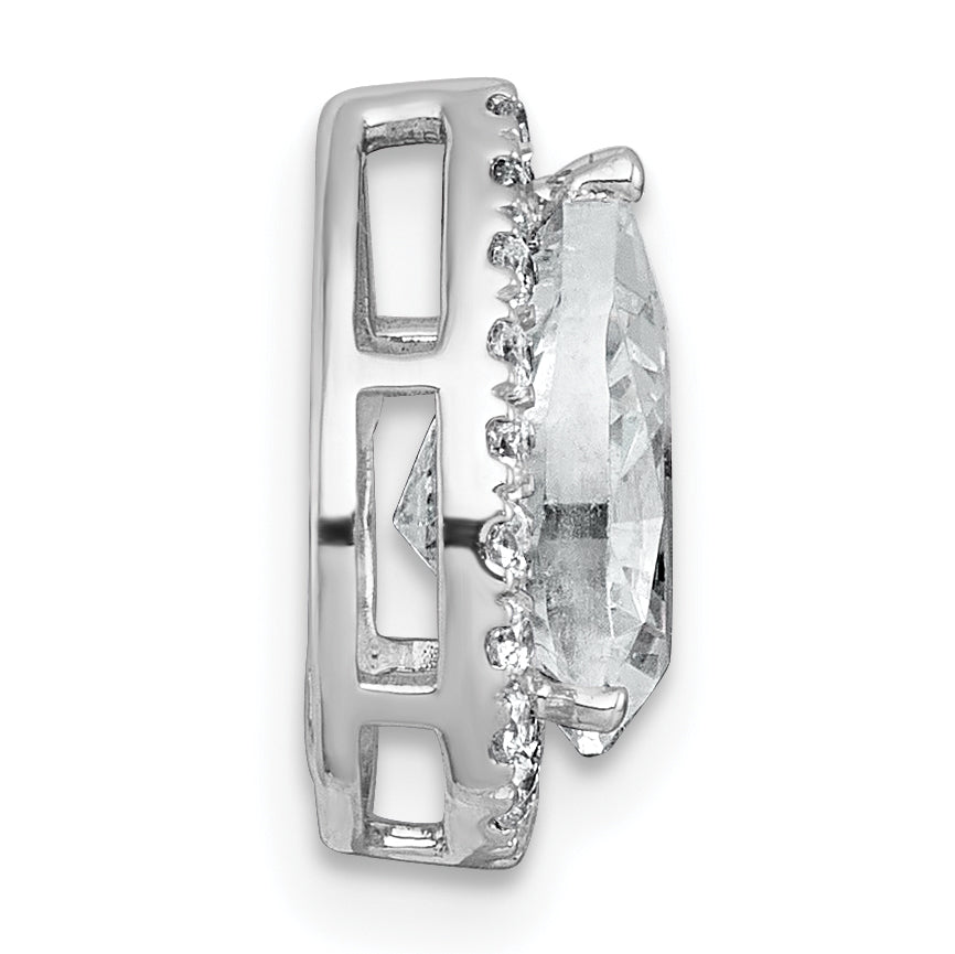 14k White Gold 1 3/4 carat Certified Lab Grown Diamond VS+ F+ Pear Complete Halo Chain Slide Pendant Secondary image