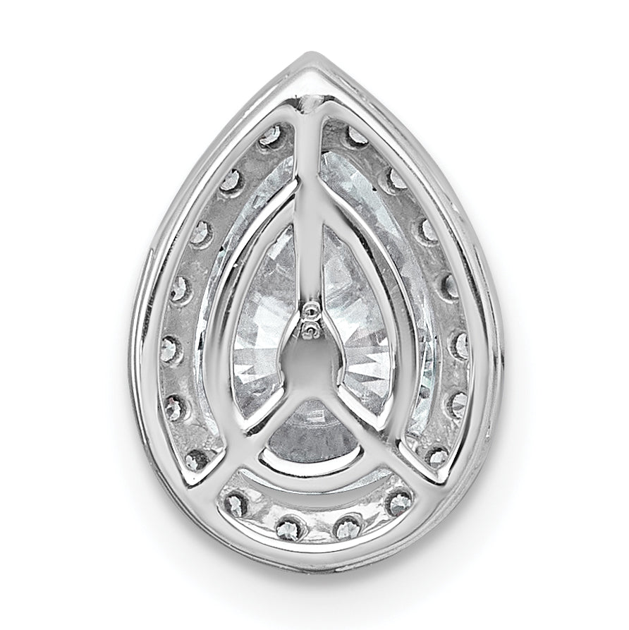 14k White Gold 1 3/4 carat Certified Lab Grown Diamond VS+ F+ Pear Complete Halo Chain Slide Pendant