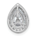 14k White Gold 1 3/4 carat Lab Grown Diamond VS+ F+ Pear Complete Halo Chain Slide Pendant