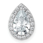 14k White Gold 1 3/4 carat Lab Grown Diamond VS+ F+ Pear Complete Halo Chain Slide Pendant
