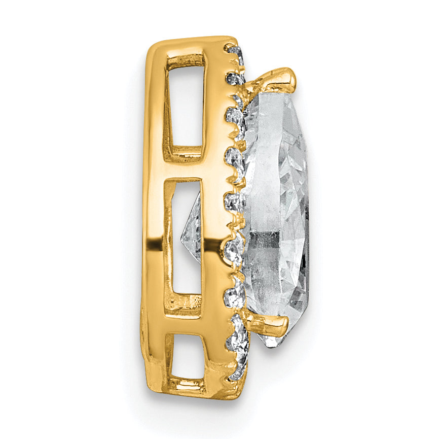 14k 1 3/4 carat Certified Lab Grown Diamond VS+ F+ Pear Complete Halo Chain Slide Pendant Secondary image