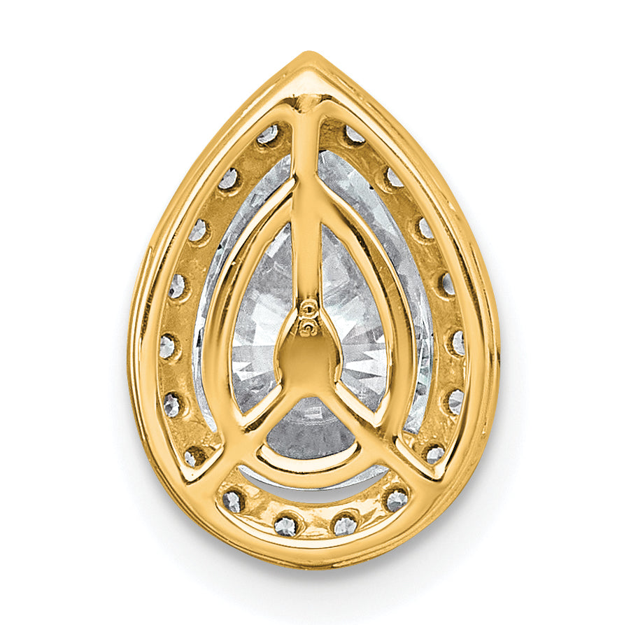 14k 1 3/4 carat Lab Grown Diamond VS+ F+ Pear Complete Halo Chain Slide Pendant