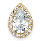 14k 1 3/4 carat Lab Grown Diamond VS+ F+ Pear Complete Halo Chain Slide Pendant