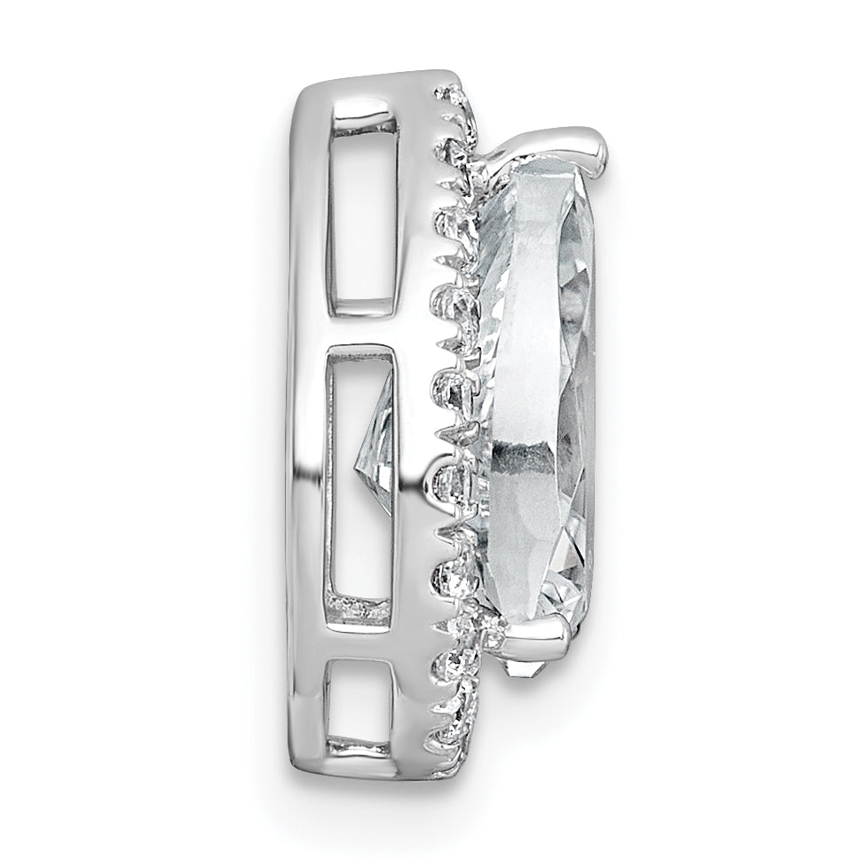 14k White Gold 2 1/3 carat Certified Lab Grown Diamond VS+ F+ Pear Complete Halo Chain Slide Pendant Secondary image