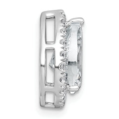 14k White Gold 2 1/3 carat Lab Grown Diamond VS+ F+ Pear Complete Halo Chain Slide Pendant