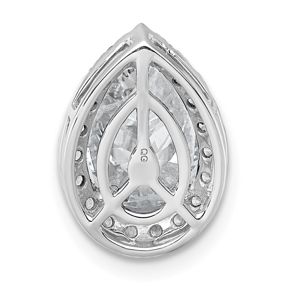 14k White Gold 2 1/3 carat Lab Grown Diamond VS+ F+ Pear Complete Halo Chain Slide Pendant