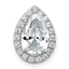 14k White Gold 2 1/3 carat Lab Grown Diamond VS+ F+ Pear Complete Halo Chain Slide Pendant