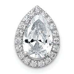 14k White Gold 2 1/3 carat Lab Grown Diamond VS+ F+ Pear Complete Halo Chain Slide Pendant