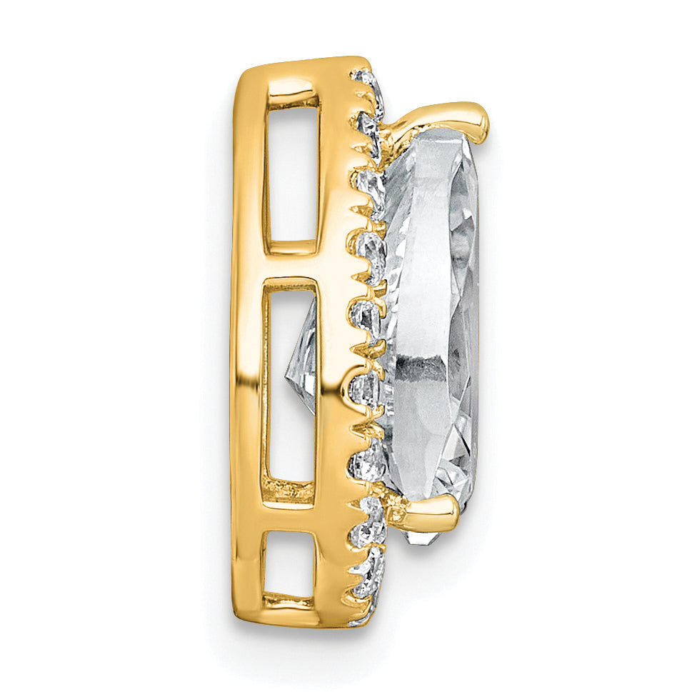 14k 2 1/3 carat Lab Grown Diamond VS+ F+ Pear Complete Halo Chain Slide Pendant