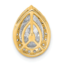 14k 2 1/3 carat Lab Grown Diamond VS+ F+ Pear Complete Halo Chain Slide Pendant