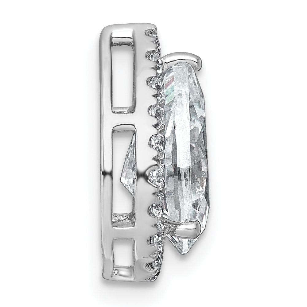 14k White Gold 2 3/4 carat Certified Lab Grown Diamond VS+ F+ Pear Complete Halo Chain Slide Pendant