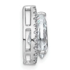 14k White Gold 2 3/4 carat Lab Grown Diamond VS+ F+ Pear Complete Halo Chain Slide Pendant