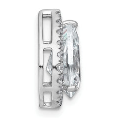 14k White Gold 2 3/4 carat Lab Grown Diamond VS+ F+ Pear Complete Halo Chain Slide Pendant