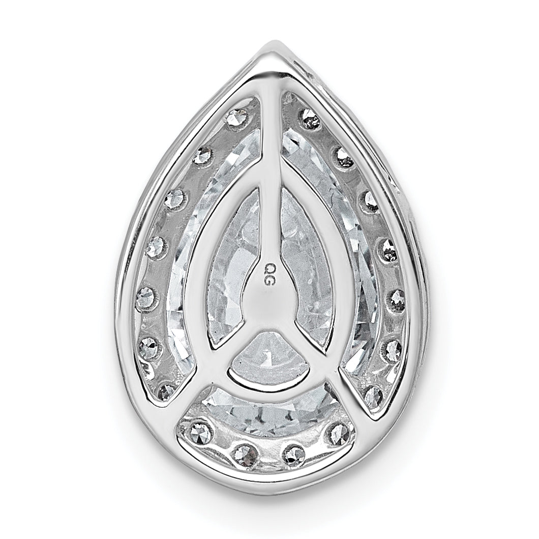 14k White Gold 2 3/4 carat Lab Grown Diamond VS+ F+ Pear Complete Halo Chain Slide Pendant