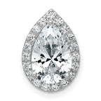 14k White Gold 2 3/4 carat Lab Grown Diamond VS+ F+ Pear Complete Halo Chain Slide Pendant