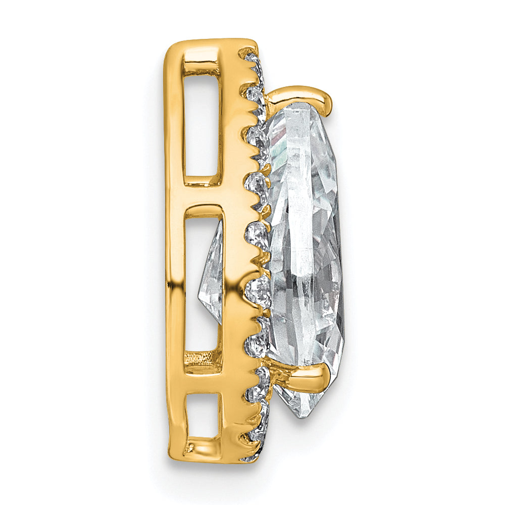14k 2 3/4 carat Lab Grown Diamond VS+ F+ Pear Complete Halo Chain Slide Pendant