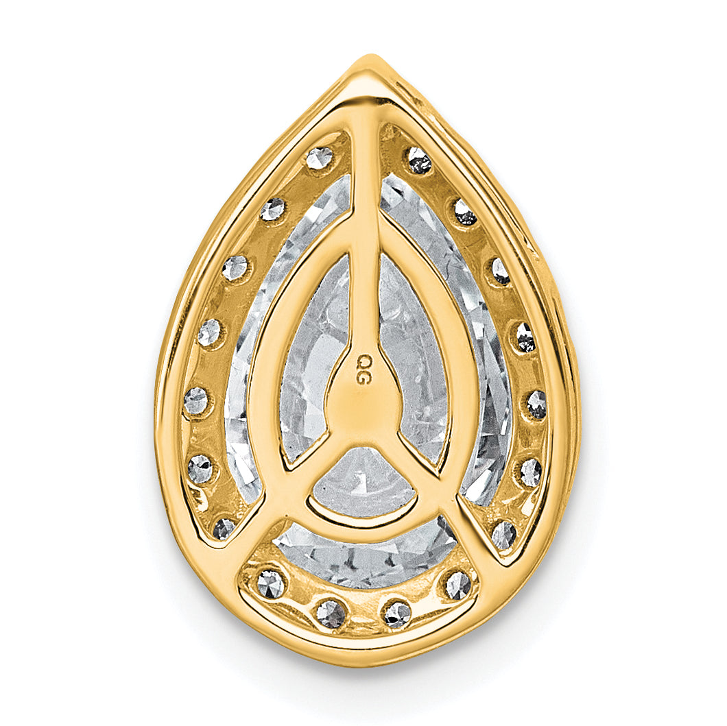 14k 2 3/4 carat Lab Grown Diamond VS+ F+ Pear Complete Halo Chain Slide Pendant