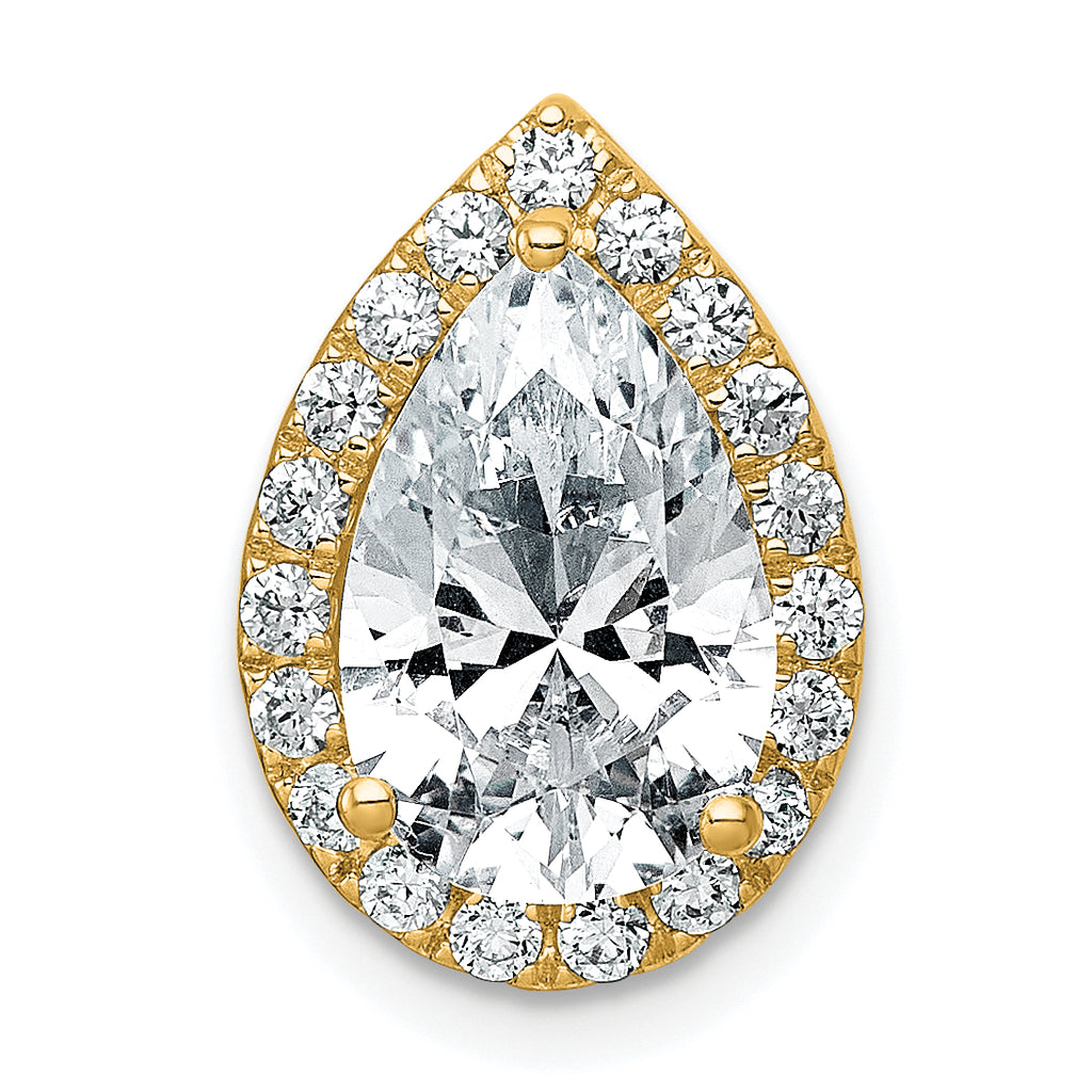 14k 2 3/4 carat Certified Lab Grown Diamond VS+ F+ Pear Complete Halo Chain Slide Pendant