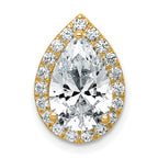 14k 2 3/4 carat Certified Lab Grown Diamond VS+ F+ Pear Complete Halo Chain Slide Pendant