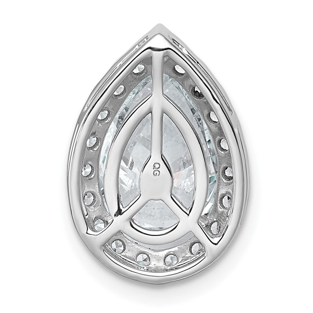 14k White Gold 3 3/8 carat Certified Lab Grown Diamond VS+ F+ Pear Complete Halo Chain Slide Pendant
