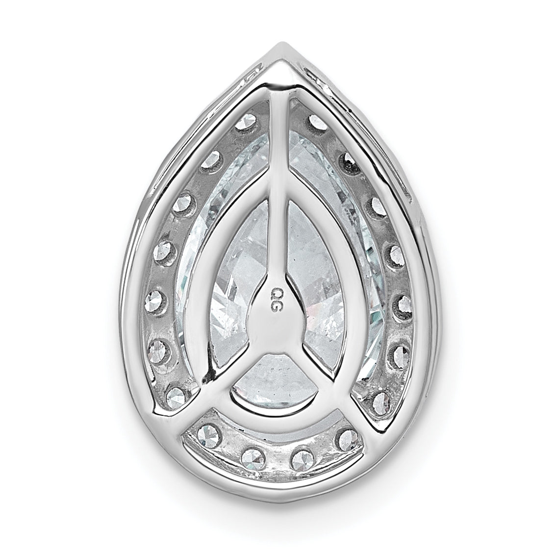 14k White Gold 3 3/8 carat Lab Grown Diamond VS+ F+ Pear Complete Halo Chain Slide Pendant