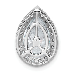 14k White Gold 3 3/8 carat Lab Grown Diamond VS+ F+ Pear Complete Halo Chain Slide Pendant
