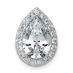 14k White Gold 3 3/8 carat Lab Grown Diamond VS+ F+ Pear Complete Halo Chain Slide Pendant