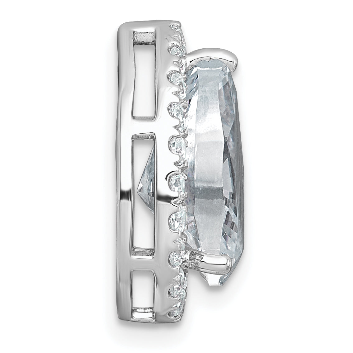 14k White Gold 4 1/2 carat Certified Lab Grown Diamond VS+ F+ Pear Complete Halo Chain Slide Pendant Secondary image