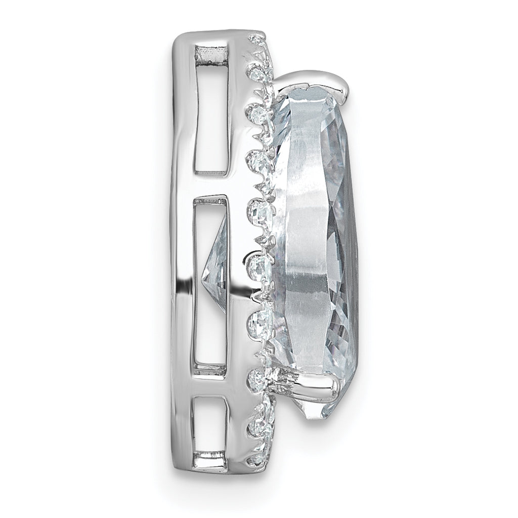 14k White Gold 4 1/2 carat Lab Grown Diamond VS+ F+ Pear Complete Halo Chain Slide Pendant