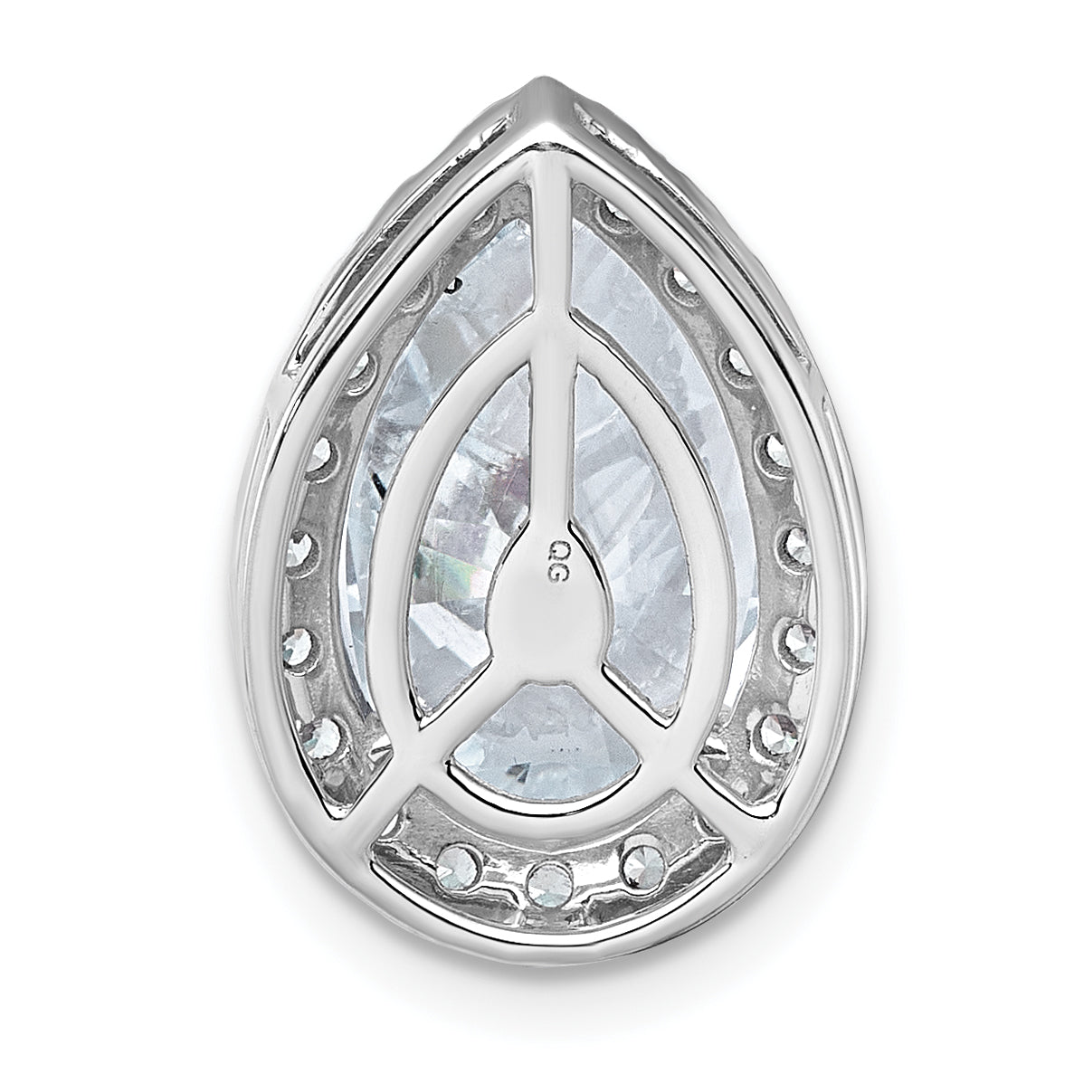 14k White Gold 4 1/2 carat Lab Grown Diamond VS+ F+ Pear Complete Halo Chain Slide Pendant