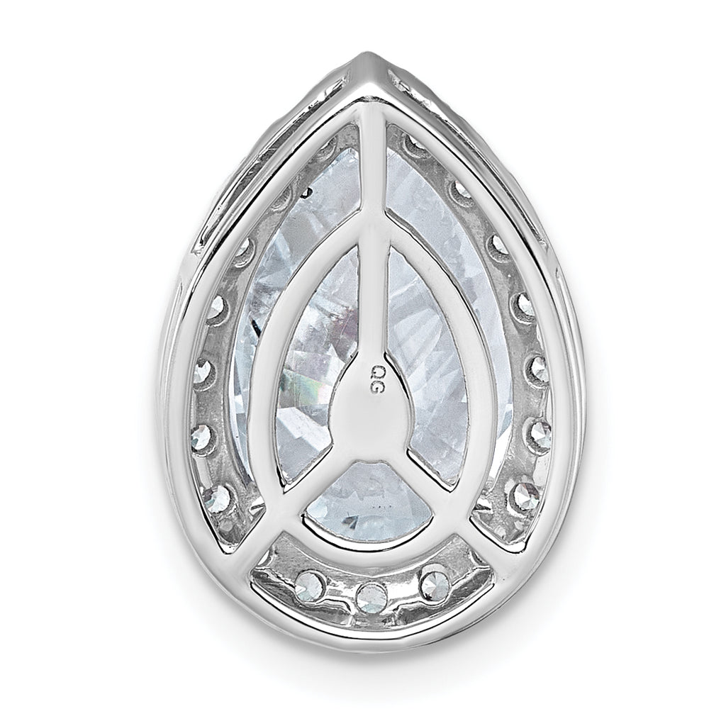 14k White Gold 4 1/2 carat Lab Grown Diamond VS+ F+ Pear Complete Halo Chain Slide Pendant