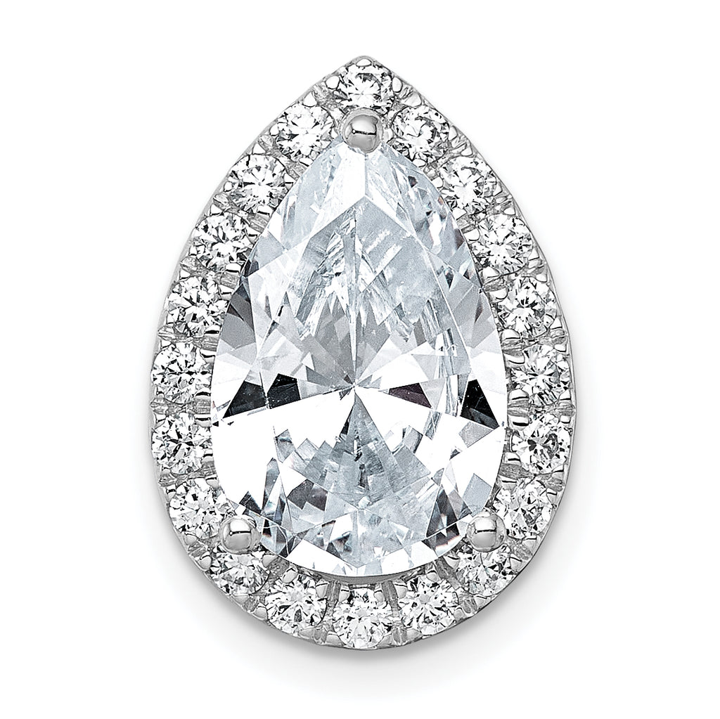 14k White Gold 4 1/2 carat Certified Lab Grown Diamond VS+ F+ Pear Complete Halo Chain Slide Pendant