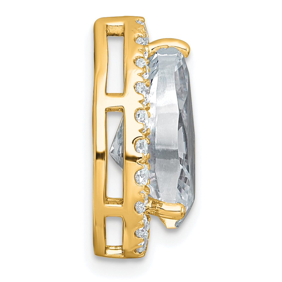 14k 4 1/2 carat Lab Grown Diamond VS+ F+ Pear Complete Halo Chain Slide Pendant Secondary image