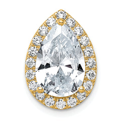 14k 4 1/2 carat Lab Grown Diamond VS+ F+ Pear Complete Halo Chain Slide Pendant