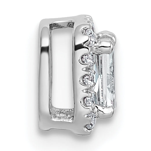 14k White Gold 1/3 carat Lab Grown Diamond VS+ F+ Emerald Complete Halo Chain Slide Pendant Secondary image