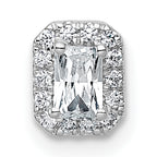 14k White Gold 1/3 carat Lab Grown Diamond VS+ F+ Emerald Complete Halo Chain Slide Pendant