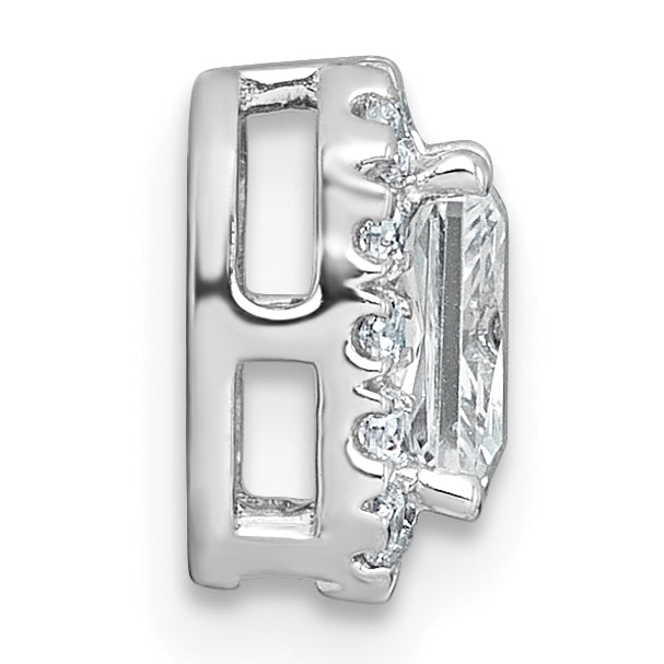 14k White Gold 5/8 carat Lab Grown Diamond VS+ F+ Emerald Complete Halo Chain Slide Pendant