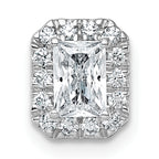 14k White Gold 5/8 carat Lab Grown Diamond VS+ F+ Emerald Complete Halo Chain Slide Pendant