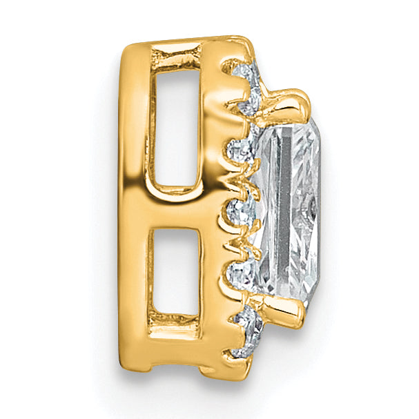 14k 5/8 carat Lab Grown Diamond VS+ F+ Emerald Complete Halo Chain Slide Pendant