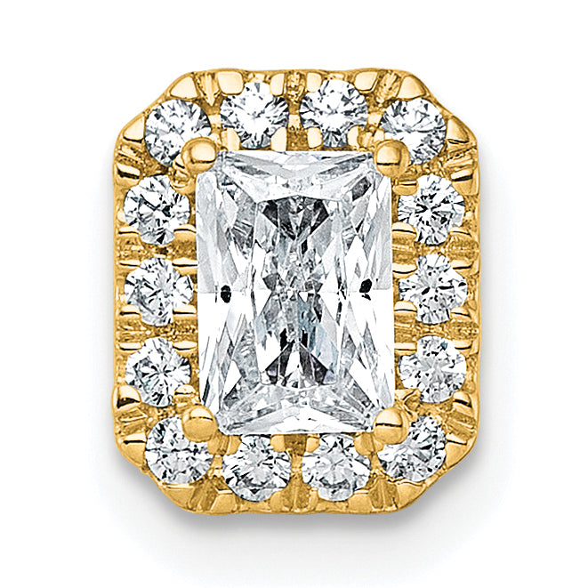 14k 5/8 carat Lab Grown Diamond VS+ F+ Emerald Complete Halo Chain Slide Pendant Main image
