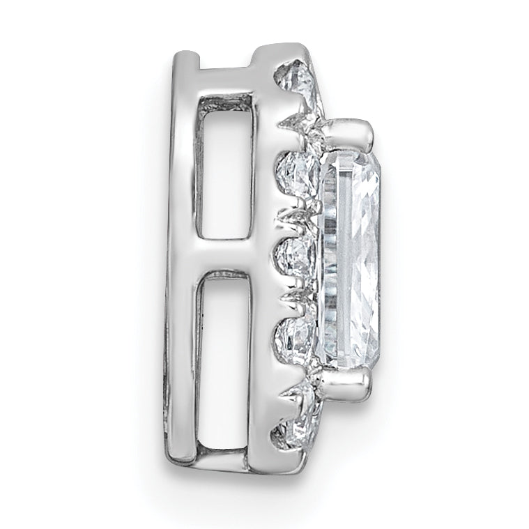 14k White Gold 1 1/3 carat Lab Grown Diamond VS+ F+ Emerald Complete Halo Chain Slide Pendant Secondary image