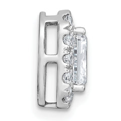 14k White Gold 1 1/3 carat Lab Grown Diamond VS+ F+ Emerald Complete Halo Chain Slide Pendant